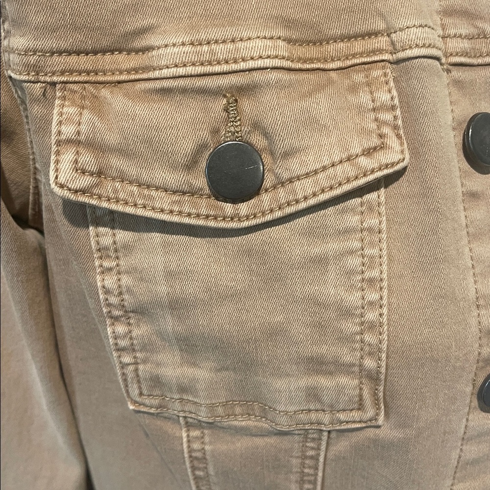 Tribal Preppy Khaki Denim Jean Jacket Size PS - Picture 3 of 8